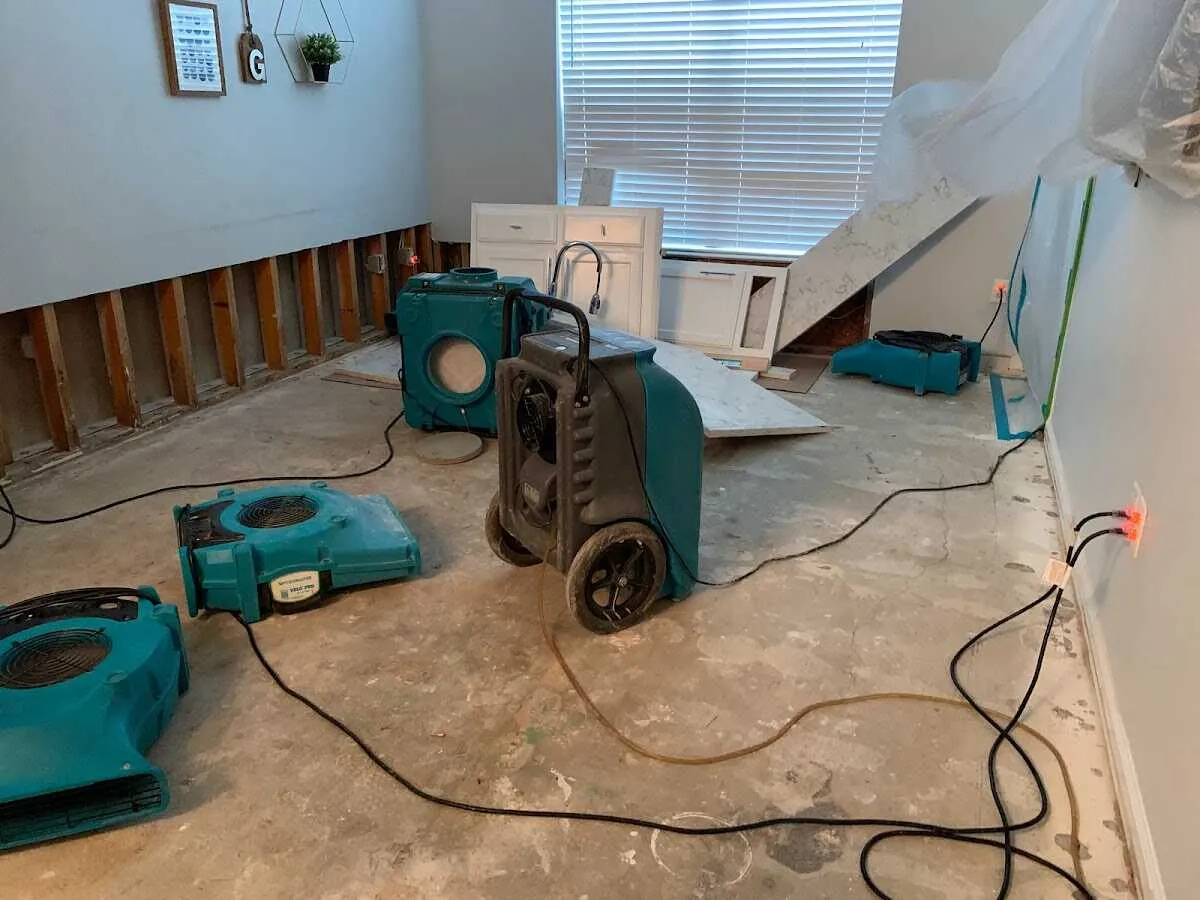 Dehumidifier in flood-cut room for Water Damage Restoration in Medulla
